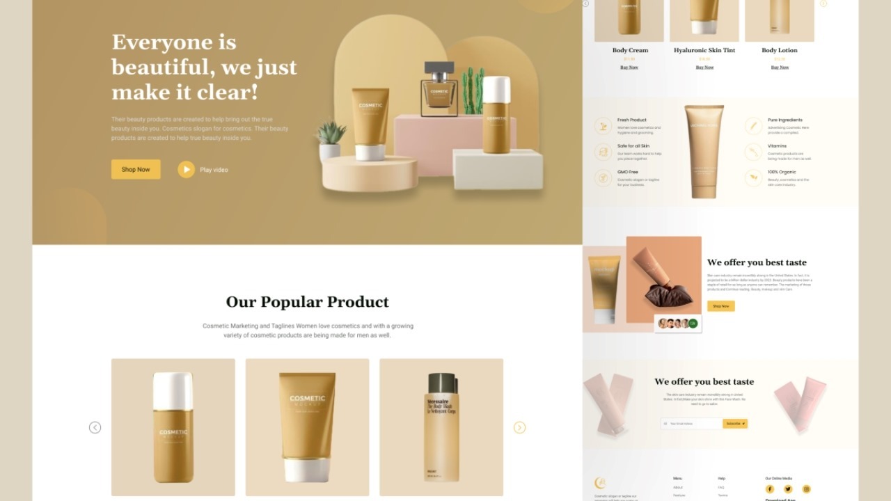 Làm landing page mỹ phẩm chuẩn aesthetic trong 5 phút đơn giản