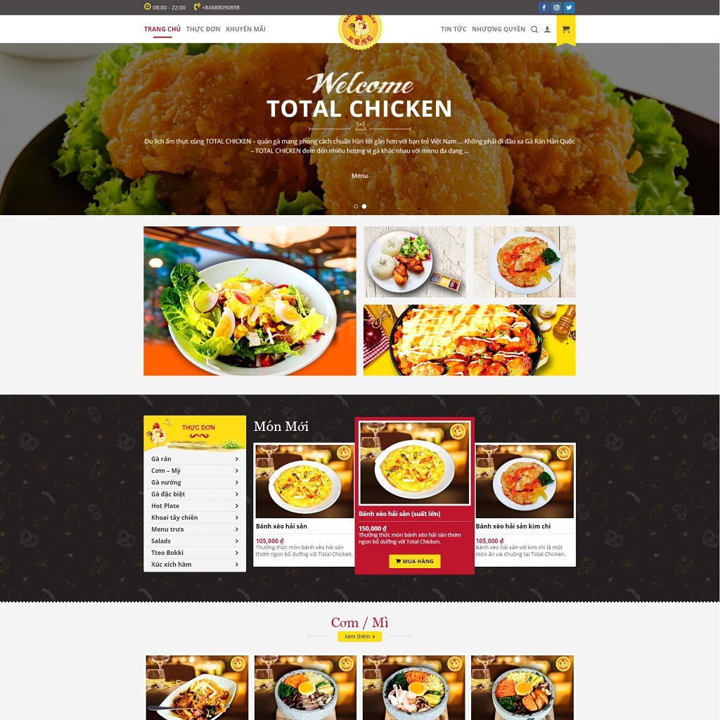 Mẫu thiết kế website bán đồ ăn vặt tích hợp tính phí ship tự động