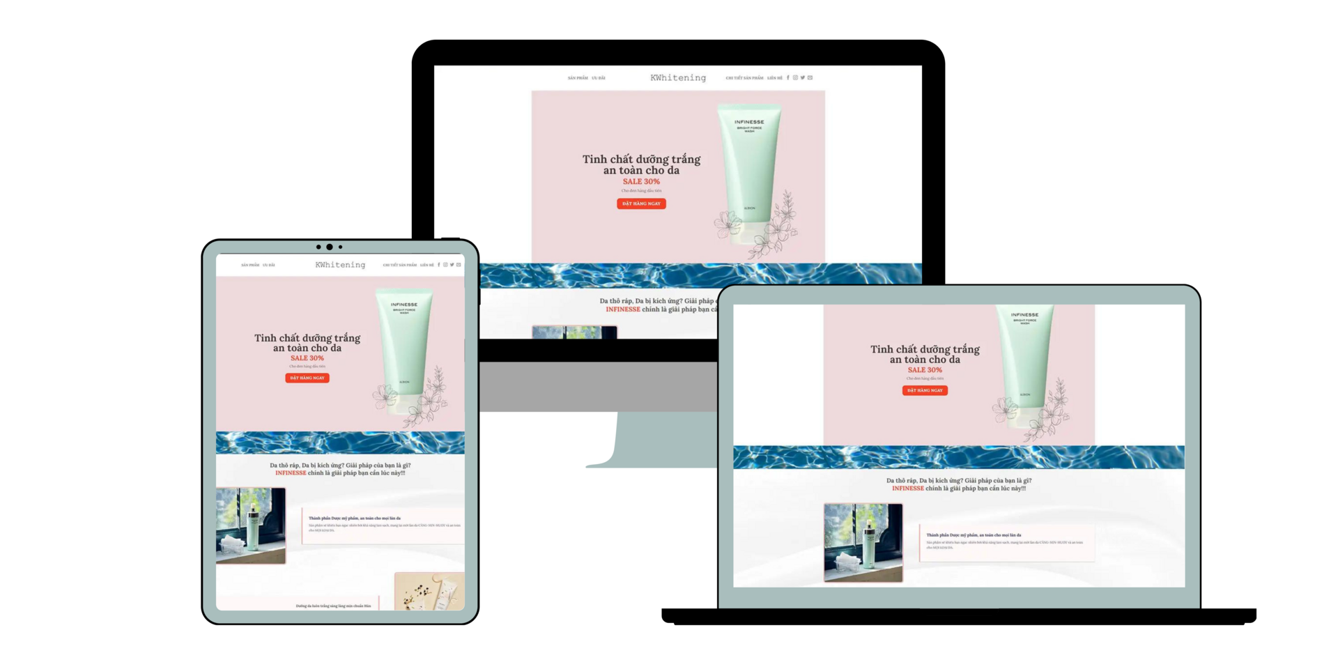 Landing page mỹ phẩm chuẩn aesthetic sở hữu thiết kế tinh tế, hài hòa và thu hút thị giác.
